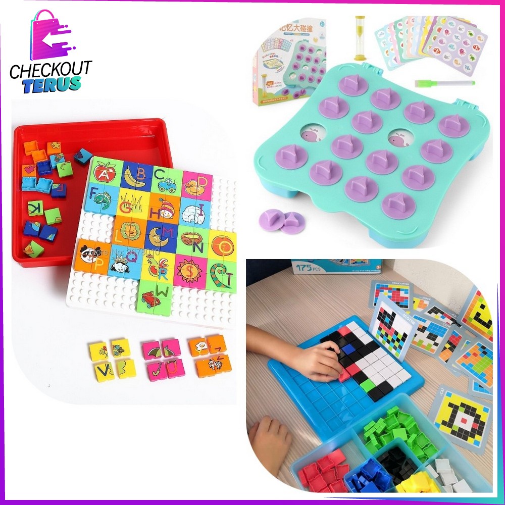 CT M165 M166 M170 Mainan Edukasi Anak Puzzle Balok Susun Mainan Anak Memory Game Melatih Daya Ingat Anak