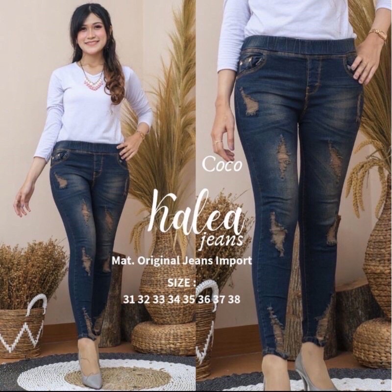 (28-42)KALEA JEANS SOBEK TIDAK TEMBUS PINGGAN FULL KARET