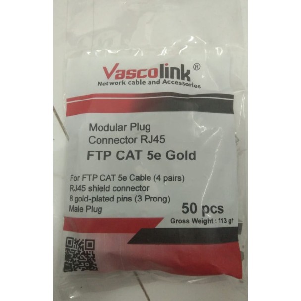 Konektor RJ45 Vascolink RJ45 FTP Cat 5 Gold Modular Plug