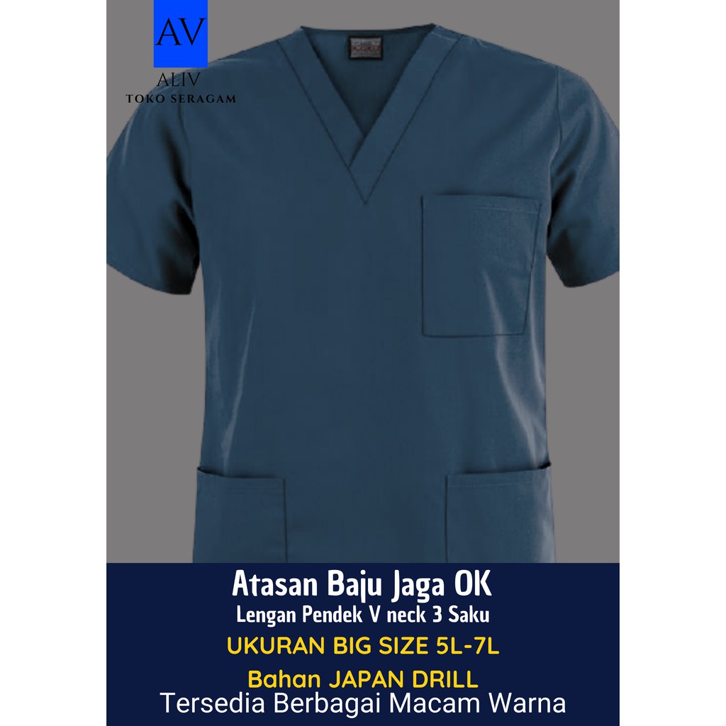 Baju Jaga Medis OK APD Doctor Scrub Premium Japan Drill Size Besar 5L-7L