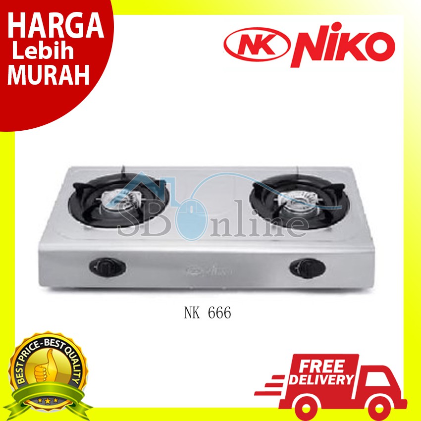 Kompor Gas 2 Tungku Bahan Stainless Steel - NK 666