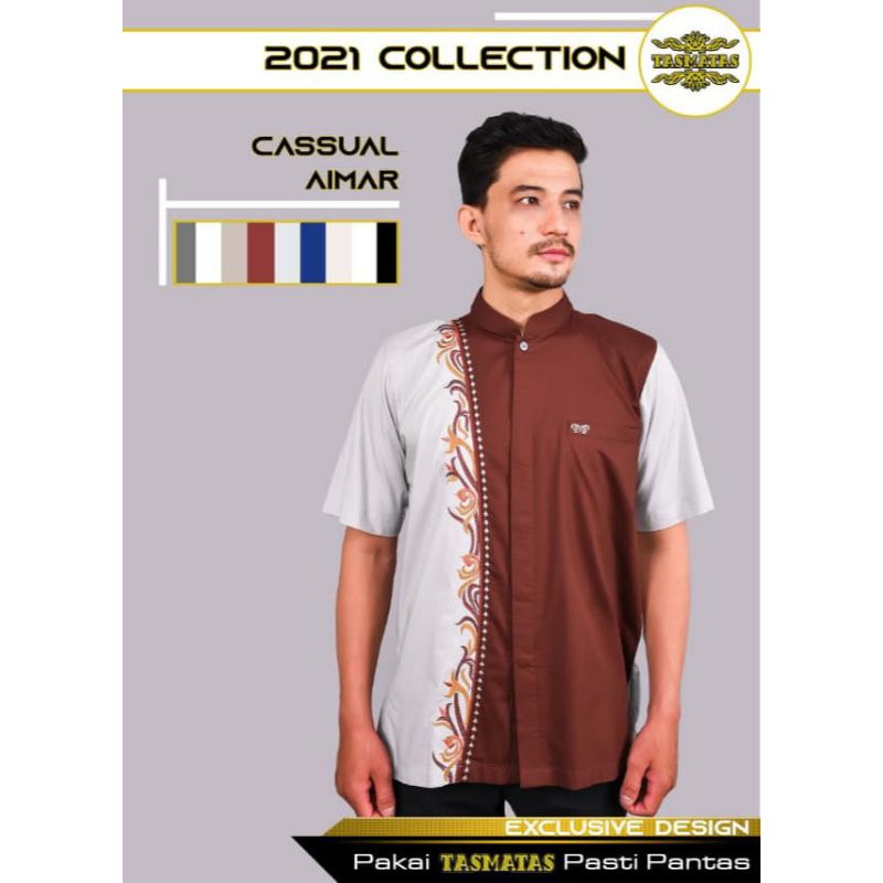 2021 Tasmatas Collection FASHION BAJU BUSANA MUSLIM PRIA Baju Koko Muslim Pria Katun Bordir aimar