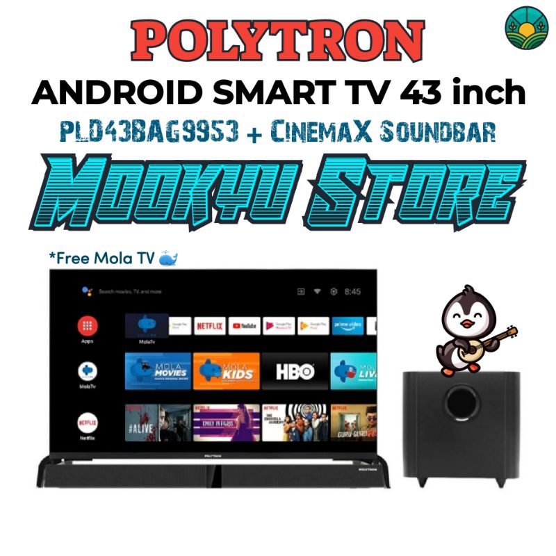 POLYTRON SMART ANDROID MOLA TV 43" Inch PLD 43BAG9953 | PLD43BAG9953