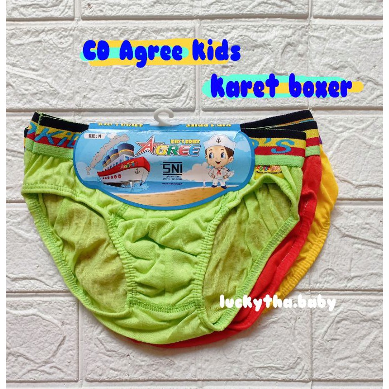 3pc_ CD agree kid's 101 karet boxer anak usia 3-7 tahunan/ celana dalam anak  agree karet boxer