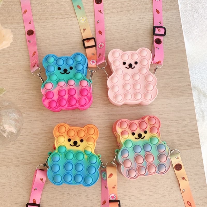 Tas Pop it Anak Anak Bear Mini [INCLUDE TALI SLING] [Bag Pouch Kids]