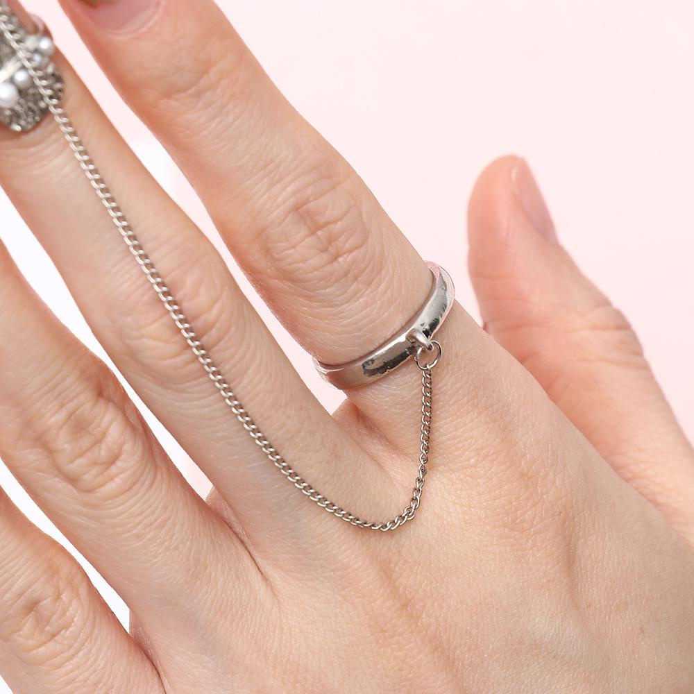 PREVA Nail Ring Statement Simple Design Silver Color Finger Nail Rings