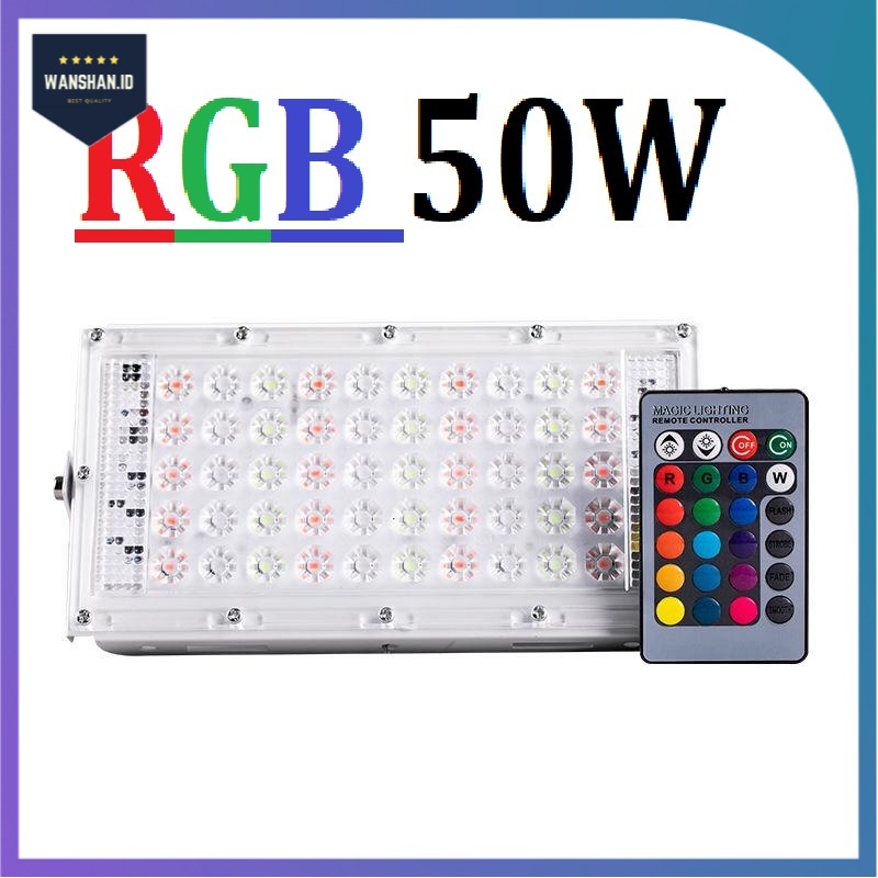 [WS]  LAMPU SOROT 50W SMD LED Flood Light IP65 Lampu Tembak 50WAT WARNA WARNI RGB