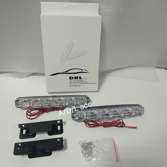 lampu DRL BUMPER DEPAN MOBIL UNIVERSAL led drl 6 titik daytime NYALA PUTIH TERANG