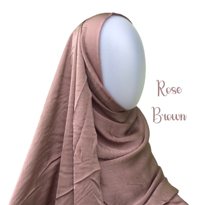 MALAY SILK SHAWL | PASHMINA CRINKLE TEXTURED SILK PREMIUM-Rose brown