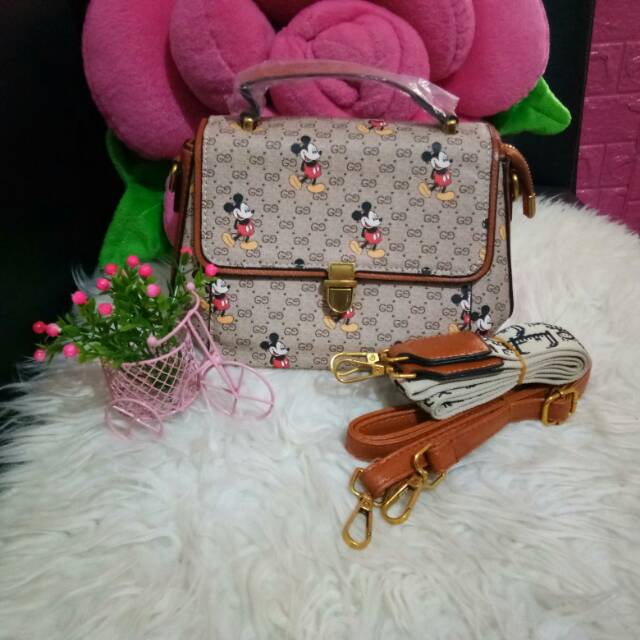 Tas gucci mickey coklat tanpa box