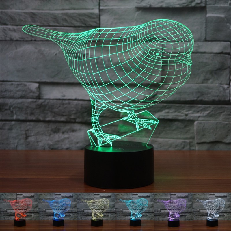 Lampu Meja Led Bentuk Burung 3d Dengan 7 Warna Gradasi Shopee
