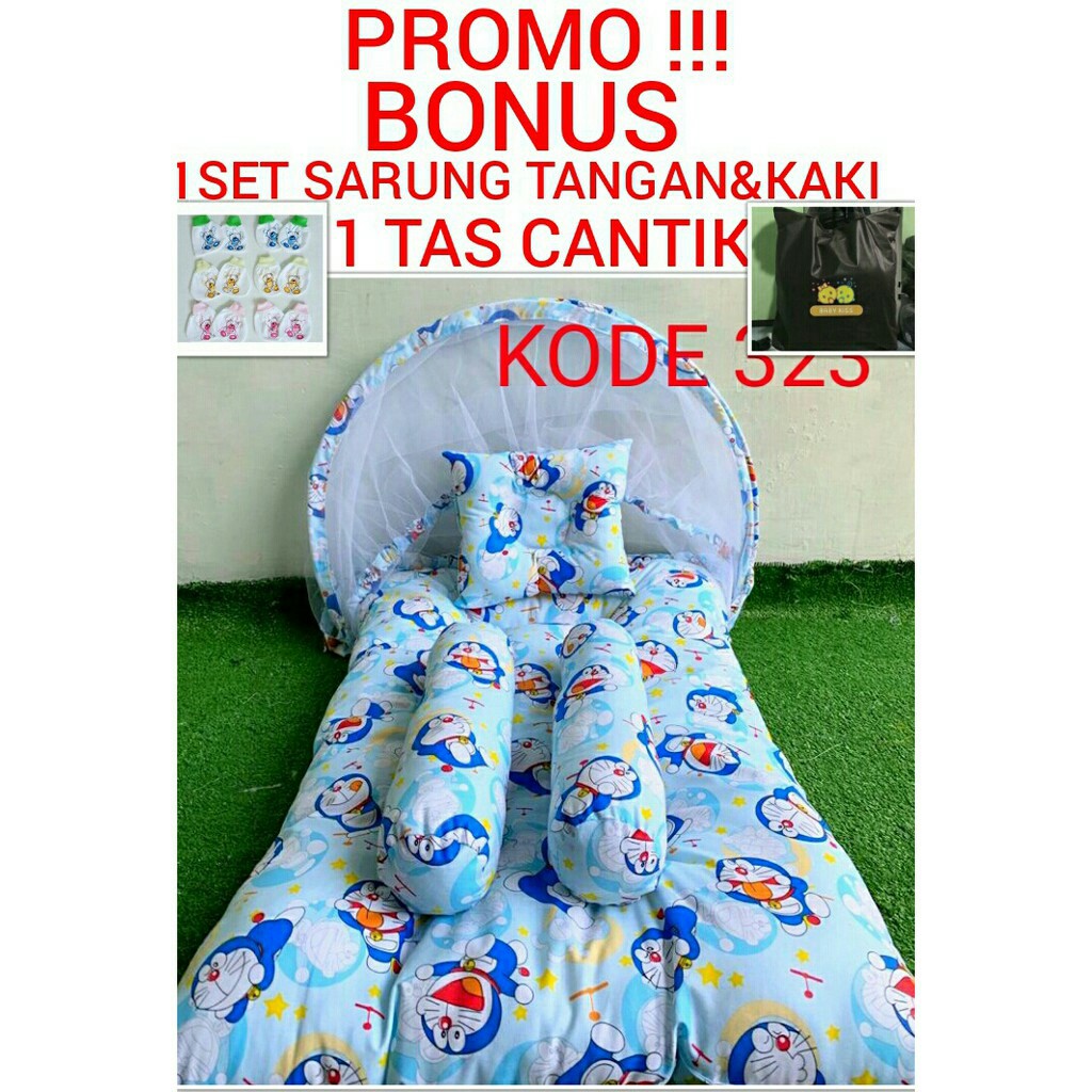 Kasur Bayi Kelambu Lipat Karakter Doraemon New |  Kasur Bayi Lipat Kelambu Set Anti  Nyamuk Portable