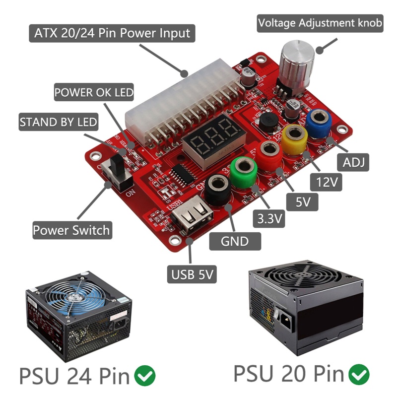 Adaptor Regulator btsg 24pin Komputer Desktop PC Transfer Board Modul Power Supply