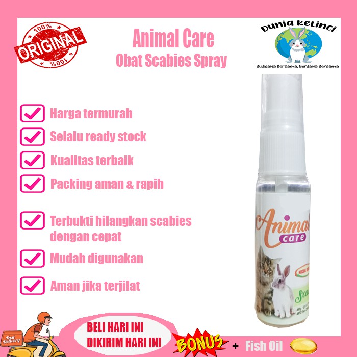 OBAT SCABIES KUTU JAMUR  SPRAY HEWAN KELINCI KUCING ANIMAL CARE DEMODEKS-Scabies Spray