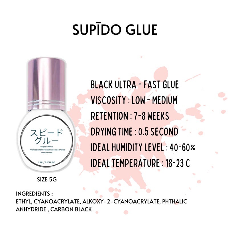 SUPIDO GLUE FASTEST GLUE FOR EYELASH EXTENSION 0.5 SECOND DRY TIDAK PEDIH TIME MADE IN JAPAN SIZE 5G