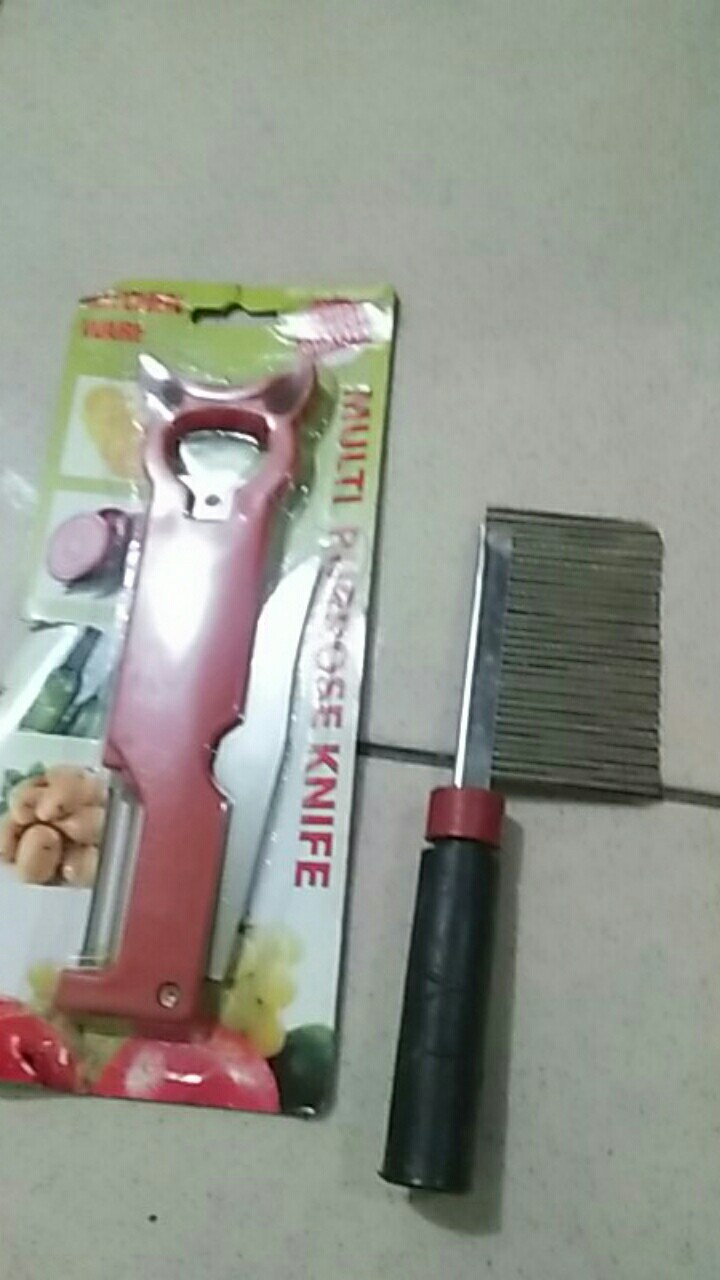 Gobed Pemotong Kentang Pisau Gelombang Gagang