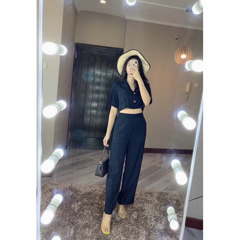 ZENAYA SET SETEL281 SETELAN BAJU CROP DAN CELANA PANJANG KULOT BUSUI SETEL281-5