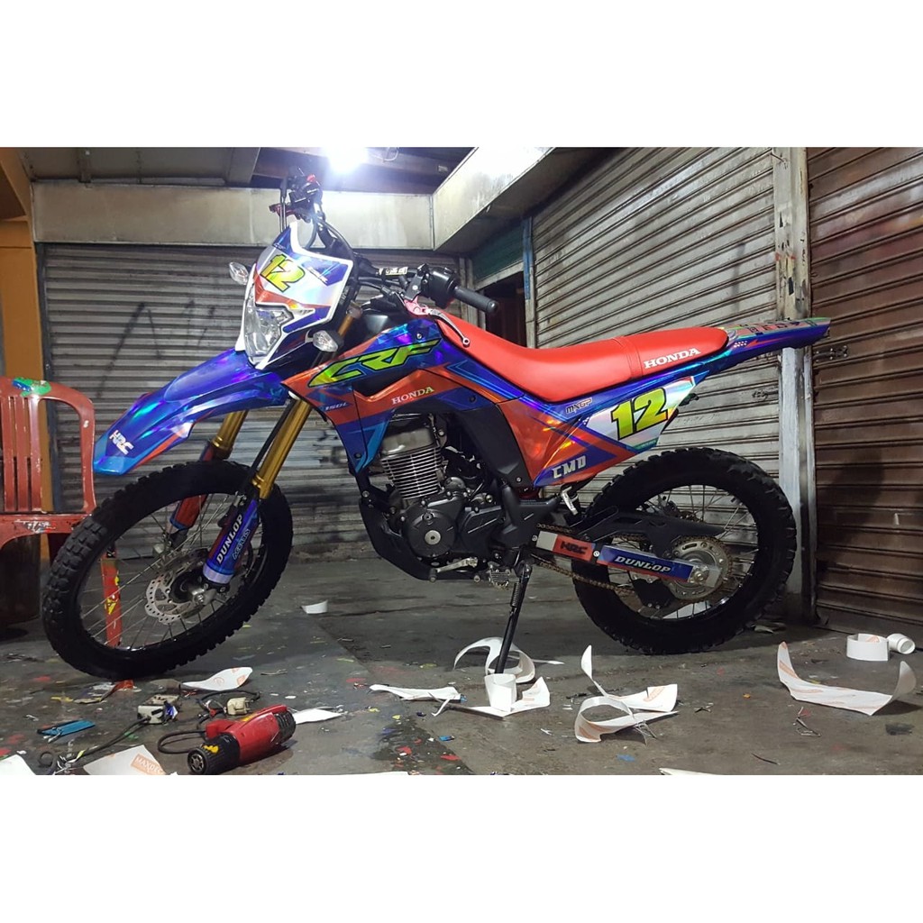 Decal Sticker CRF 150L Full Chrome Hologram/Pelangi (D-Tracker, KLX BF 150, KLX S) 01