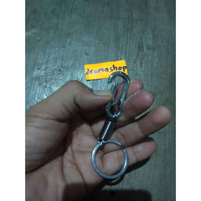 Gantungan Kunci ganci kait per quick release Besi Single Ring dengan per