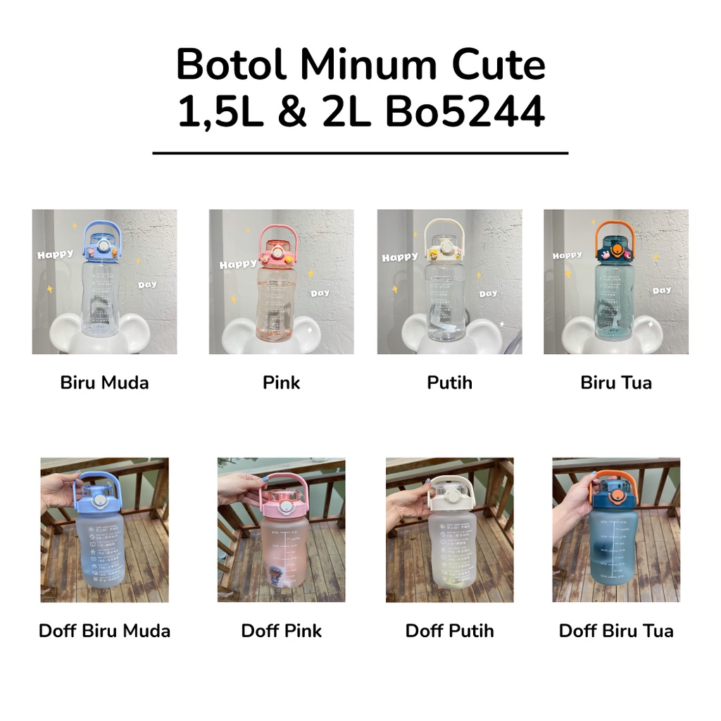 Reseller Welcome – Bo5244 Botol Minum Sedota 1500 ML & 2000 ML / Botol Minum Cute 1,5 L & 2 L + Stiker / Botol Minum Stiker Lucu & Unik-1