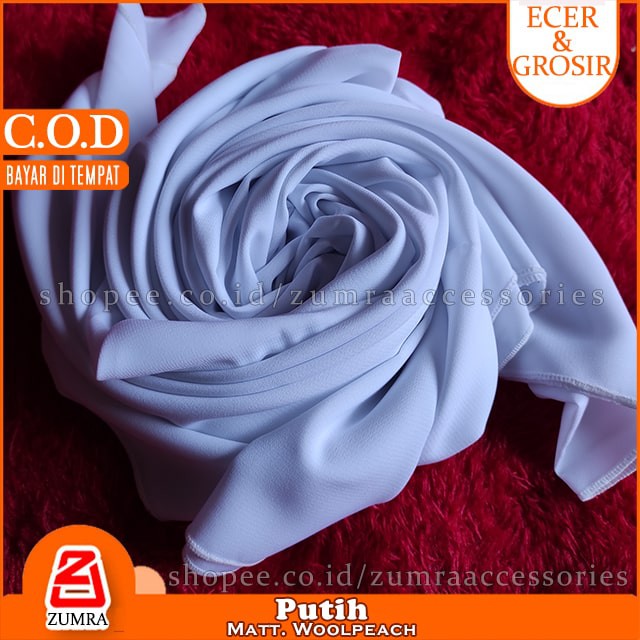PROMO!!! Jilbab Syari Jumbo Segiempat Woolpeach Square 150 x 150 cm by zumra-Putih