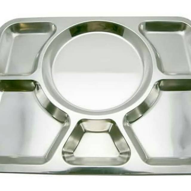 Piring stainless steel 6 sekat Nampan Tempat Makan