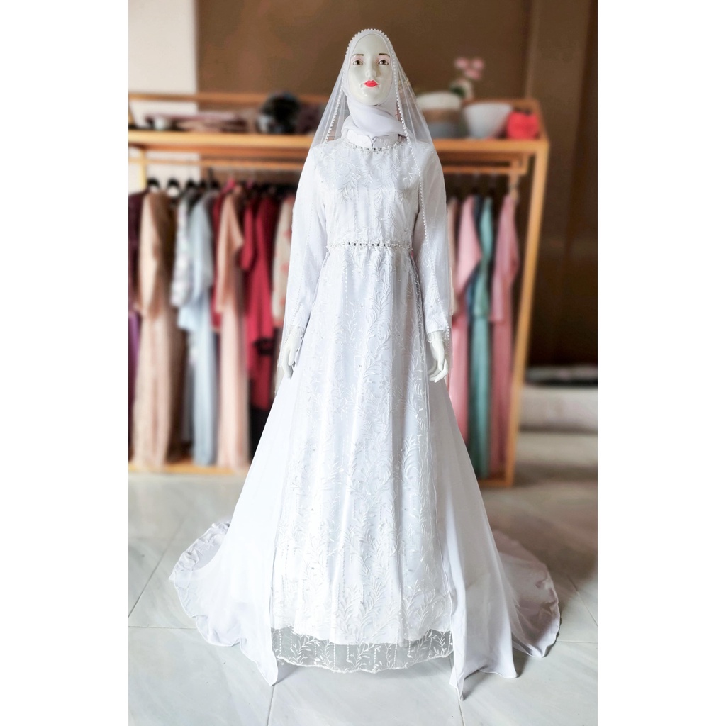 ARUNIKA Wedding Dress FREE VEIL / Gaun pernikahan putih / akad / prewedding couple