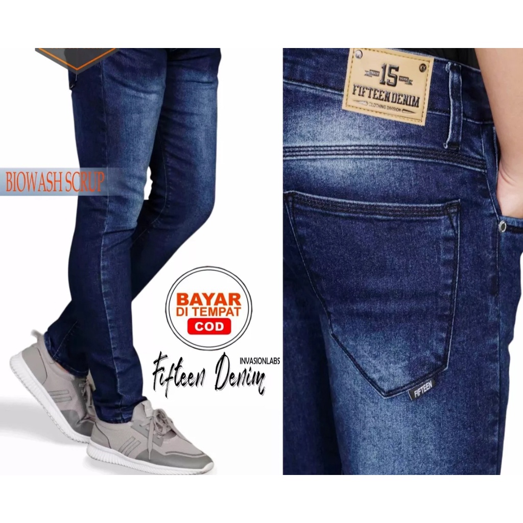 FIFTEEN DENIM TERLARIS / RAFFASYAFZ SHOP ORIGINAL - Celana Jeans Black Panjang Skinny Semi Slimfit Cowo/Cowok RaffasyaFZ shop