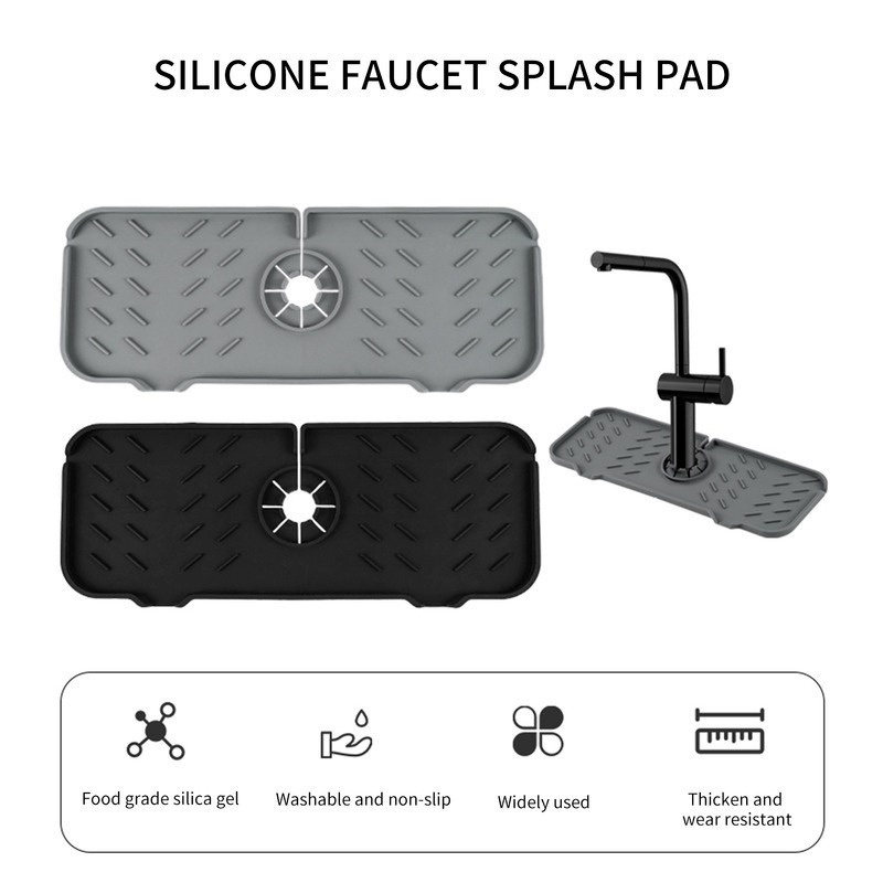 【COD】】Dapur Silicone Faucet Absorbent Mat/Wastafel Splash Guard/Silicone Faucet Splash Catcher Faucet Mat Countertop Protector