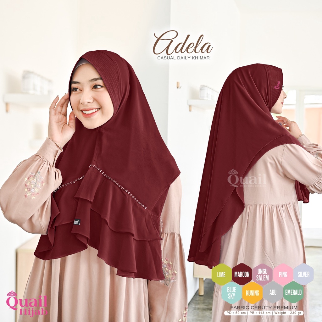 [Restock 160222] ADELA Khimar Quail Hijab bahan cerutty Ori Murah