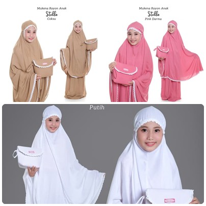 CANTIK Mukena anak STELLA - Mukena rayon janger  motif terbaru usia anak 7-10 tahunan