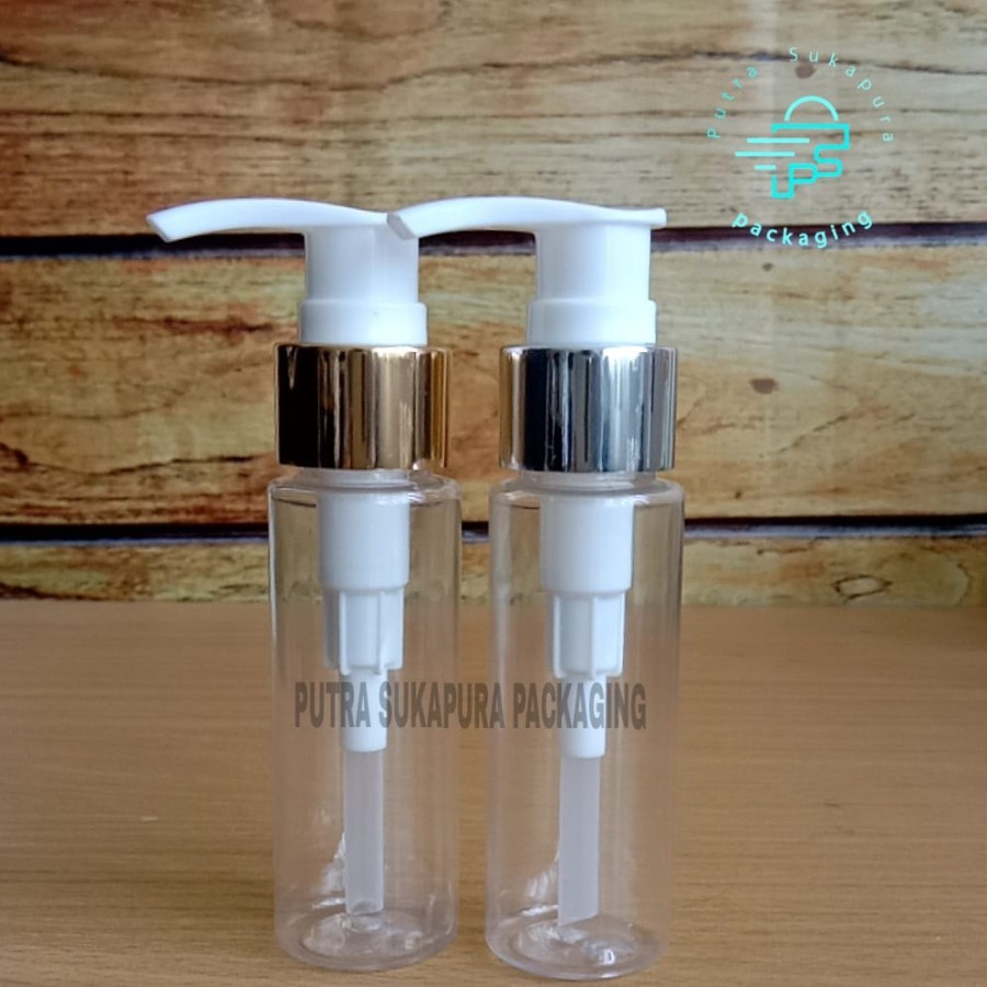 botol pump 50 ml rf natural/botol lotion pump 50 ml / pump alumunium neck 24