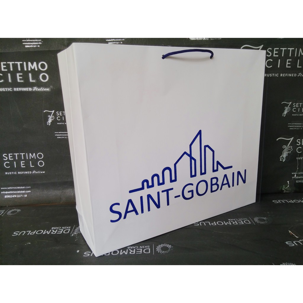 

PAPER BAG SABLON Ivory Putih Ukuran PLT 30x8x26 bertali KUAT bagus murah berkualitas Good Glossy