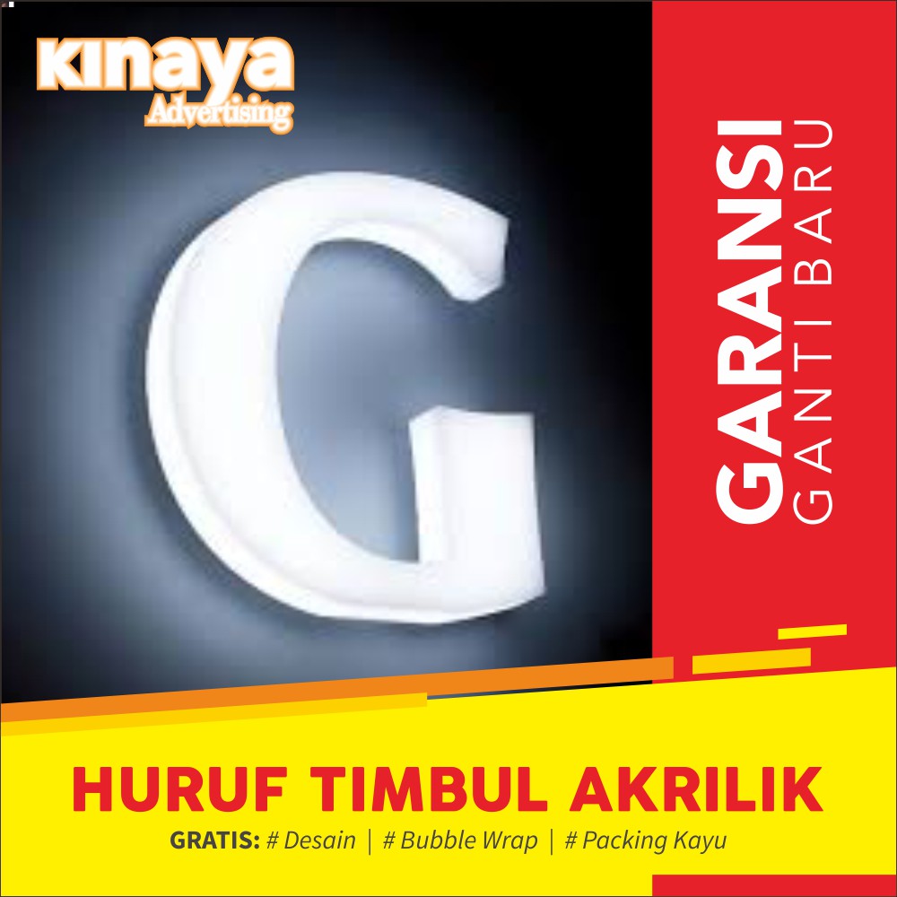 HURUF TIMBUL ACRILIK  + LAMPU LED Letter PAPAN NAMA