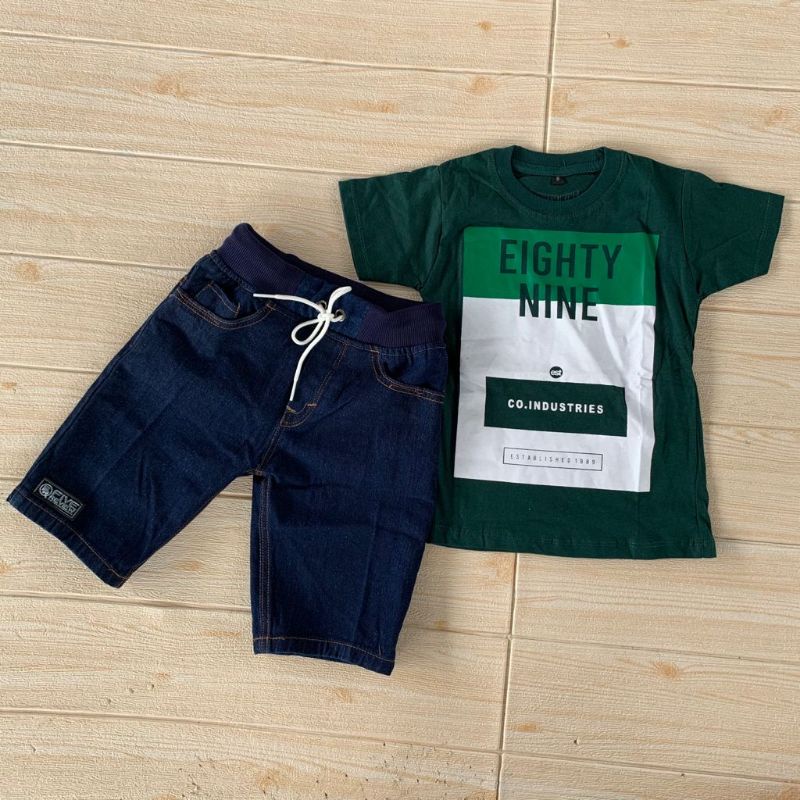 Setelan Jeans Anak Laki Laki Kaos Distro Anak Laki Baju Anak Cowo 1-12 Tahun AKP Marun Setelan Anak Laki Laki Import 10 11 12 Tahun Terlaris Terbaru-Navy_Gaz Army
