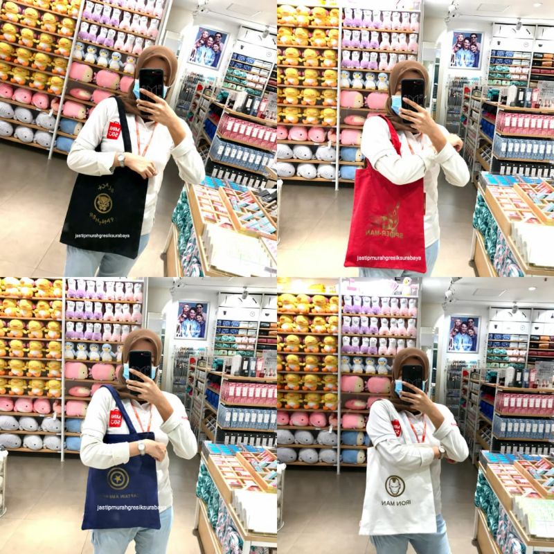 TOTEBAG MARVEL MINISO TOTEBAG MINISO TAS MARVEL IRONMAN SPIDERMAN CAPTAIN AMERIKA