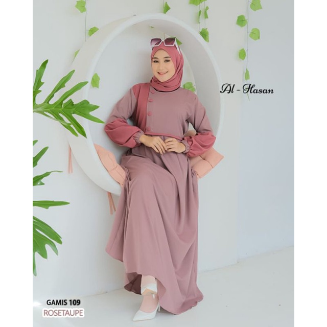 Gamis Al-Hasan Alina Set Hijab Segi Empat // Gamis Muslimah Set Pasmina // Gamis Crinkle Air Flow Premium // Dress Set Hijab