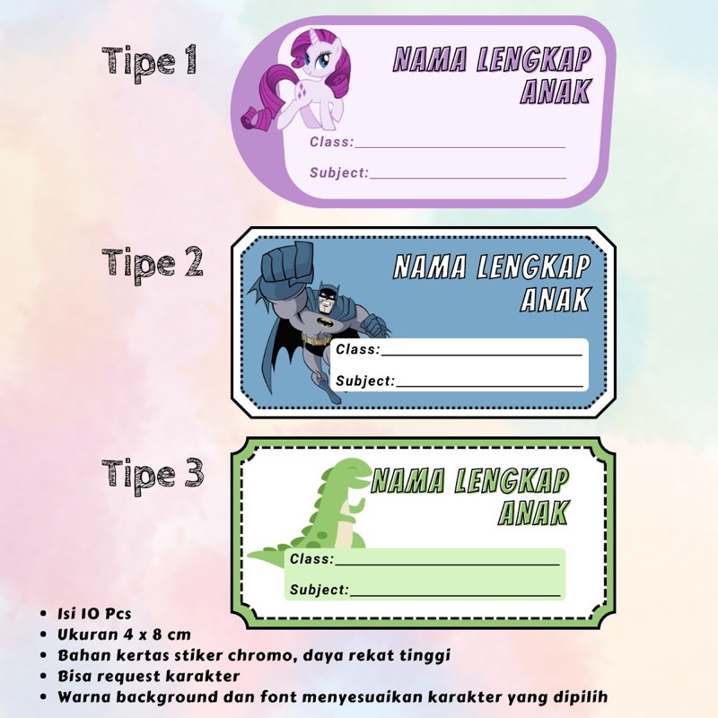 

Stiker Label Buku Karakter
