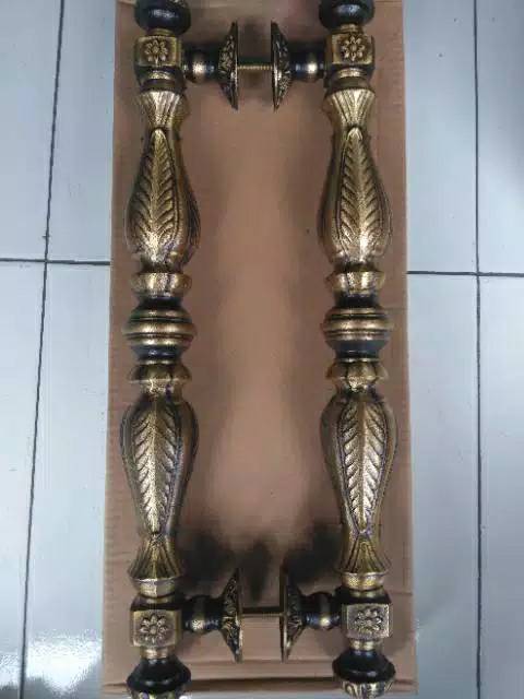 Handle Pintu Kuningan Antik Murah Motif Kotak Blarak