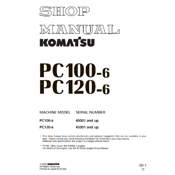 

shop manual excavator komatsu pc 100-6
