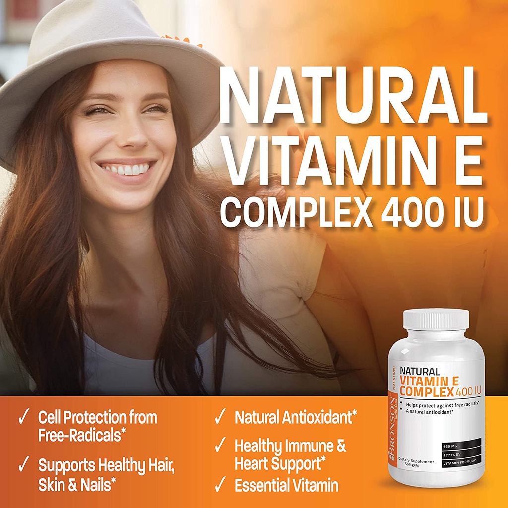 Bronson Natural Vitamin E Complex 400 IU 100 &amp; 200 Softgels