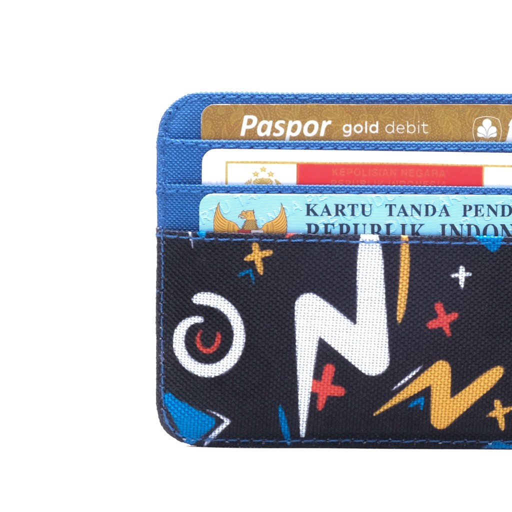 dompet kartu tipis simpel card wallet kain abstrak pria wanita motif abstrak