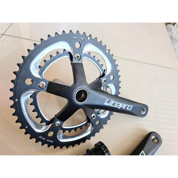 PROMO !! Crankset Litepro Double 53T - 39T . Crank Set HT2 Hollowtech II include BB Not Luce Slk