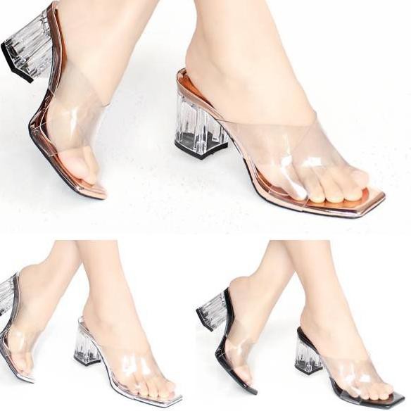 Top Produk.. High Heels Hak Mika Tahu Transparan Bening Sepatu Wanita Heel Tinggi Hils Zara FJ 114
