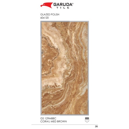 GRANITE LANTAI 60X120 CORAIL MED BROWN / GARUDA / GLOSSY