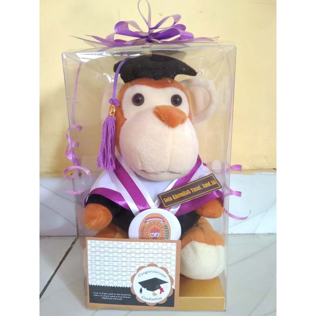 Boneka Wisuda Monkey Monyet Kera Murah Graduation Kado Wisuda Boneka Hadiah Souvenir Cowok Mika Gede