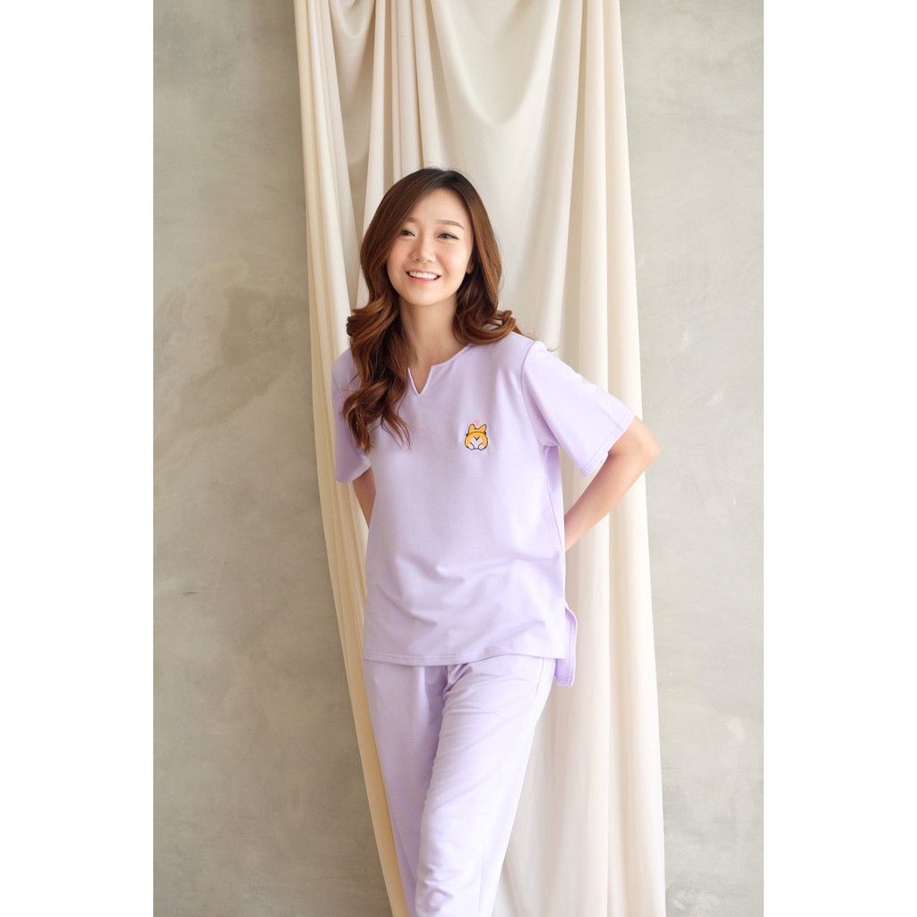Furry Set Pakaian Wanita ( poodle, corgi & polos )-Lilac