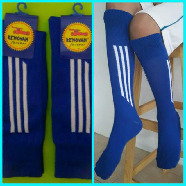 Kaos Kaki Futsal Anak Laki - Laki Biru Strip Putih