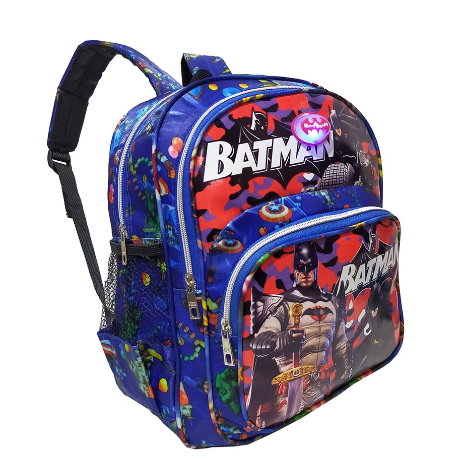 Tas Ransel Anak Laki laki Paud / Tk Led Lampu Nyala karakter BATMAN FREE BOTOL