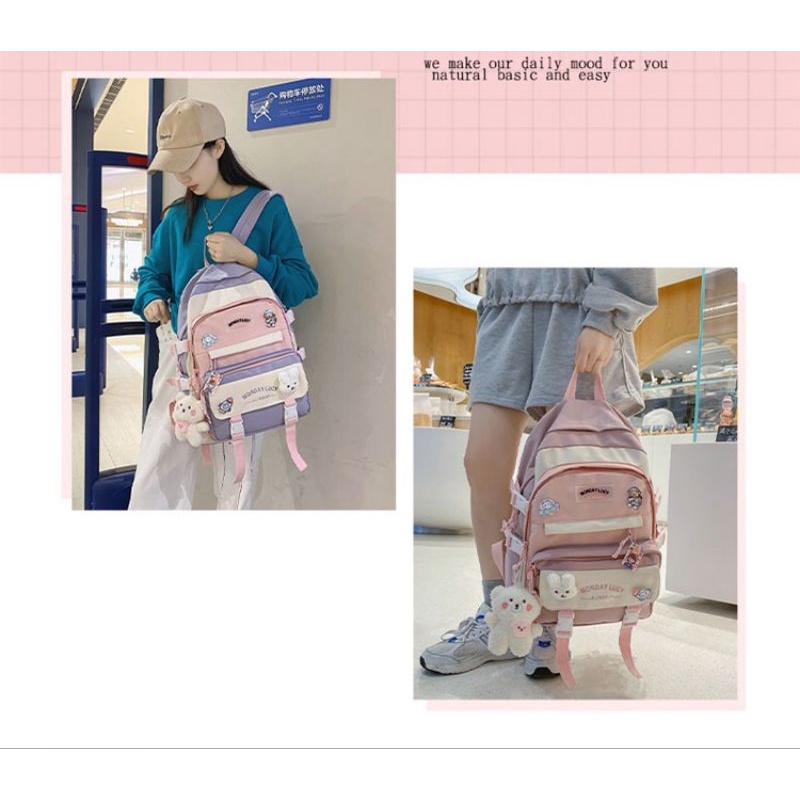 Tas Ransel Wanita Backpack Korea Import 34 + BONEKA